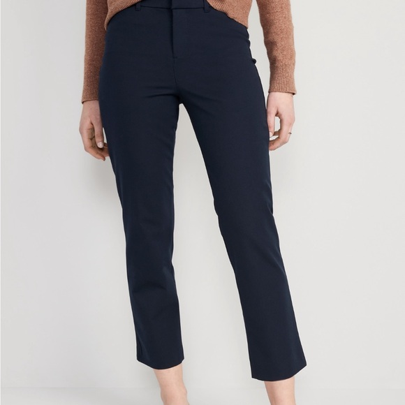 NWT Old Navy High-Waisted Pixie Straight Pants Navy - Picture 1 of 4